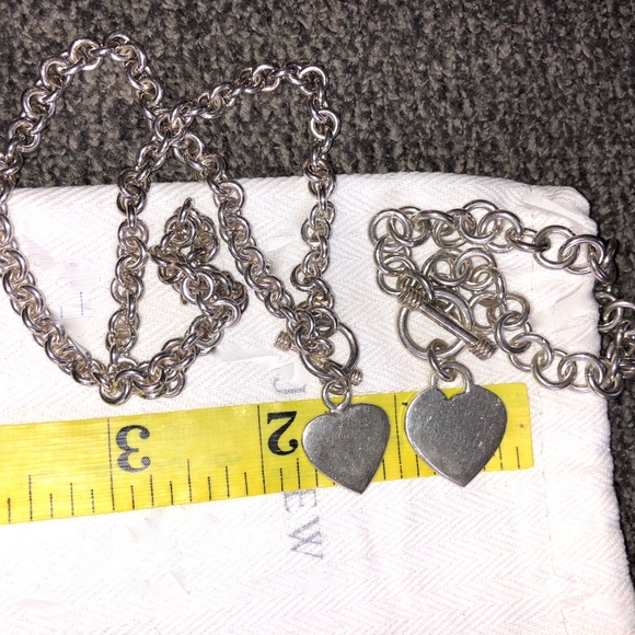 Silver Heart Chain Necklace and Bracelet Set - Picture 4 of 4